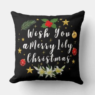Coussin Vous souhaite un joyeux Noël au lys couronne de va