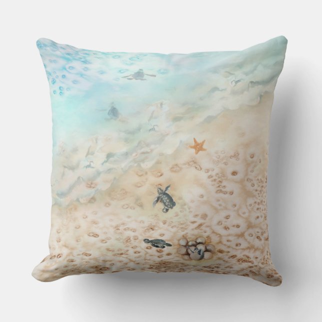 Coussin Voyage de la tortue de mer (Recto)