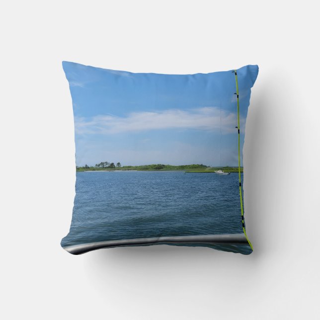 Coussin Voyage de pêche en bateau vers l'océan (Recto)