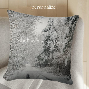 Coussin Voyage d'hiver à travers la forêt
