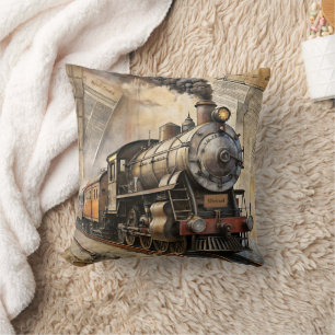 Coussin Voyage Rétro sur Train à Vapeur Personnalisé
