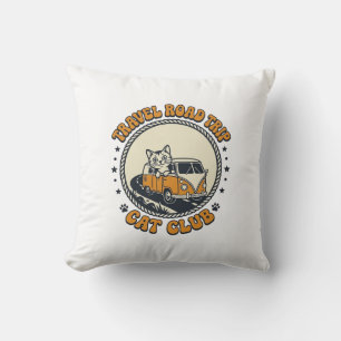 Coussin Voyage Road Trip Chat Amoureux de Chats T-Shirt Ar