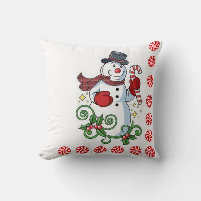 Coussin Voyageur de neige de Noël (Recto)