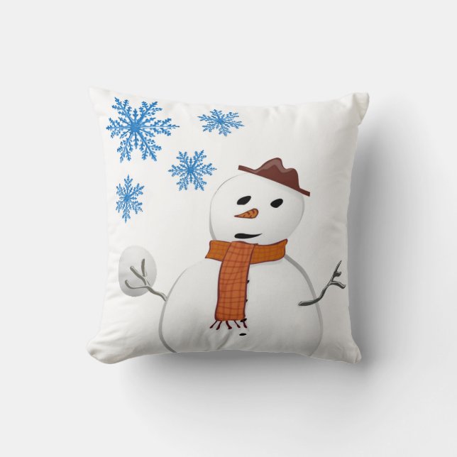 Coussin Voyageur de neige de Noël (Recto)
