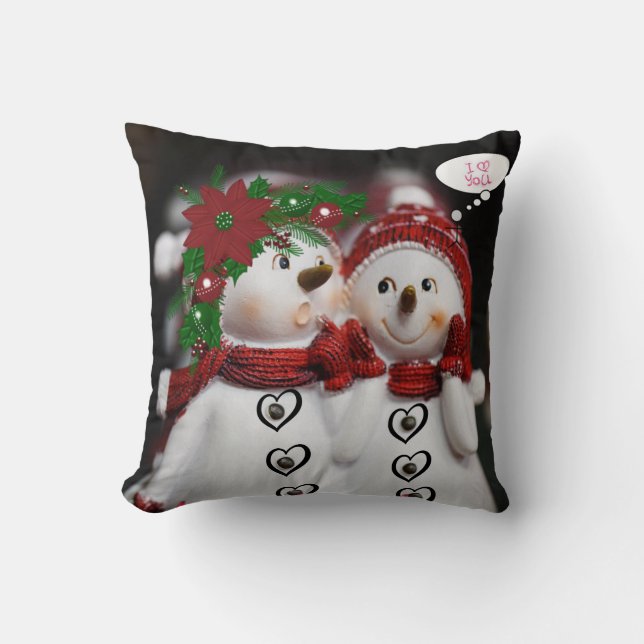 Coussin Voyageur de neige de Noël (Recto)