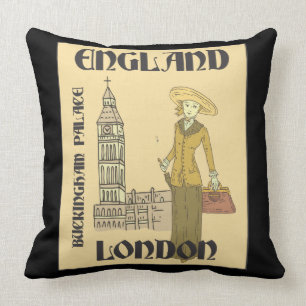 Coussin Voyageur vintage Angleterre Londres Buckingham Big