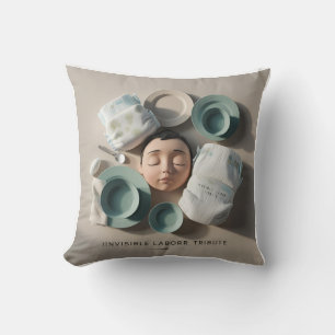 Coussin Vu et célébré : Hommage 3D Invisible au travail