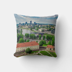 Coussin Vue aérienne de Vilnius, Lituanie