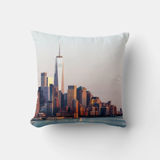 Coussin Vue aérienne du World Trade Center du Sunset de Ne (Recto)
