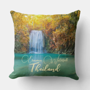 Coussin Vue d'automne de la cascade d'Erawan Thaïlande