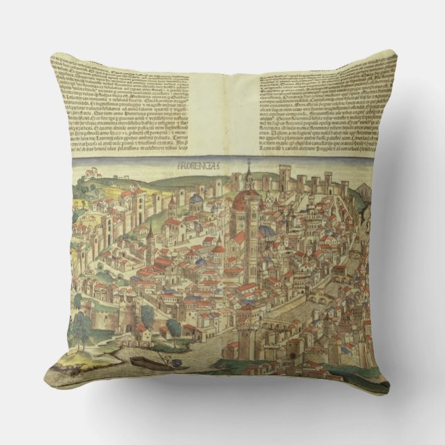 Coussin Vue de la ville murée de Florence, du Nure (Recto)