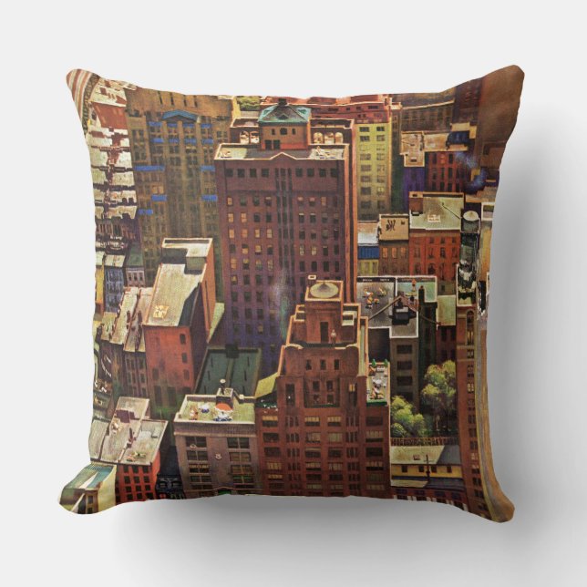 Coussin Vue de New York par John Falter (Recto)