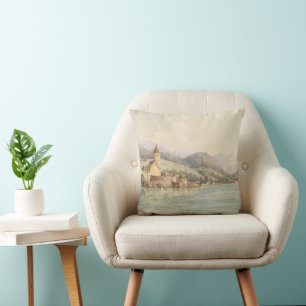Coussin Vue de St. Wolfgang sur le lac Wolfgang Carl Lafit