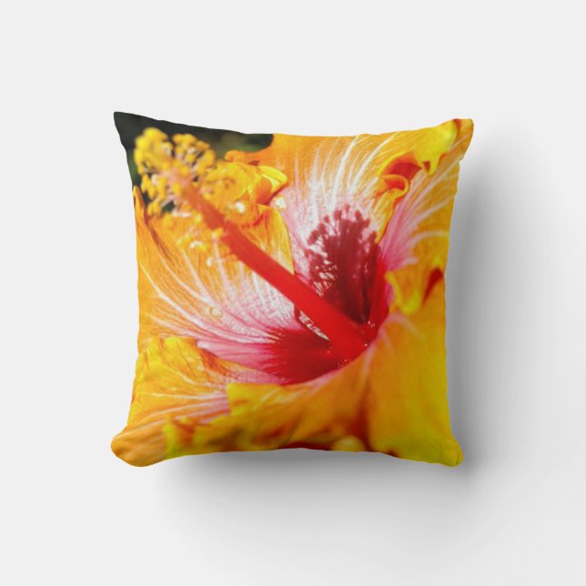 Coussin Vue latérale de l'Hibiscus orange (Recto)