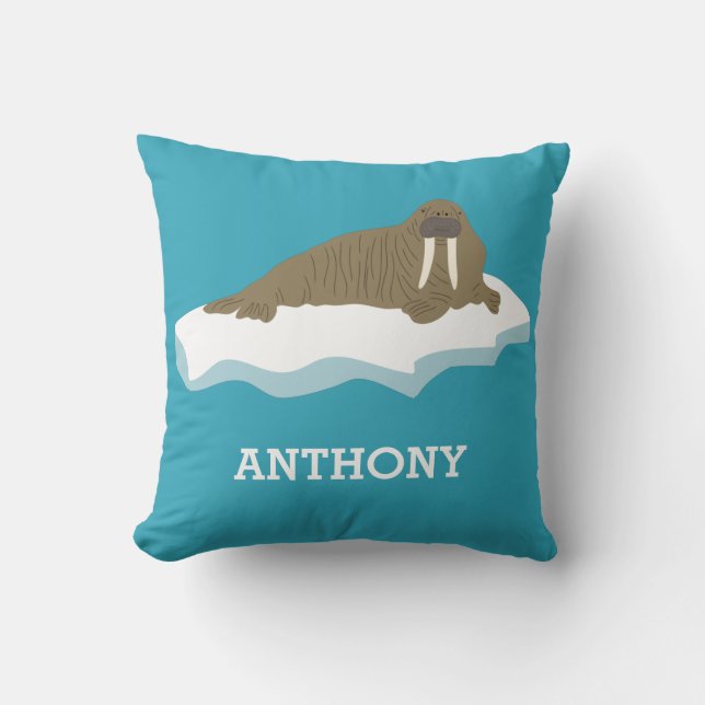 Coussin Walrus sur une illustration Iceberg Personnalisé (Recto)