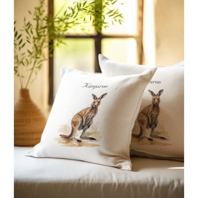 Coussin Wanderer extérieur : aquarelle Kangaroo personnali (Créateur téléchargé)