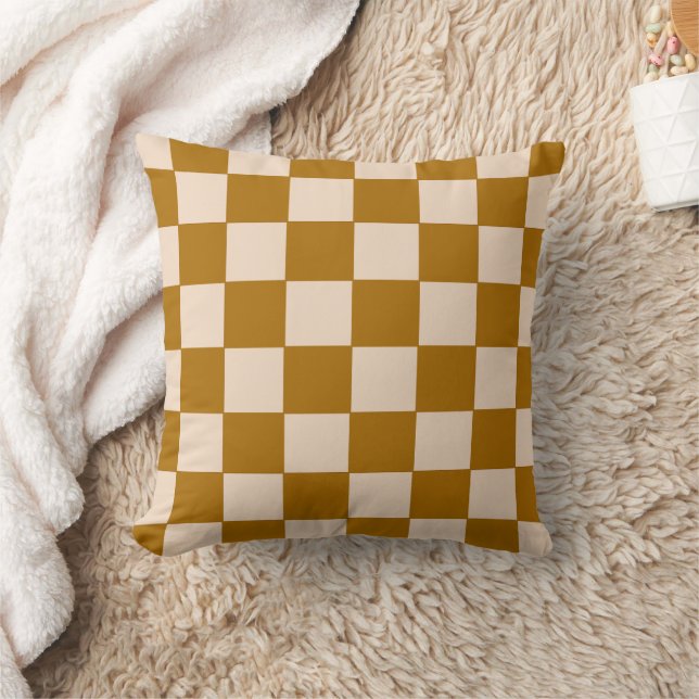 Coussin Warm Beige Checkerboard Pattern (Couverture)