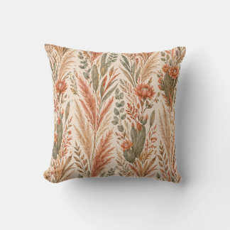 Coussin Warm Boho Botanical Terracotta Desert Flowers