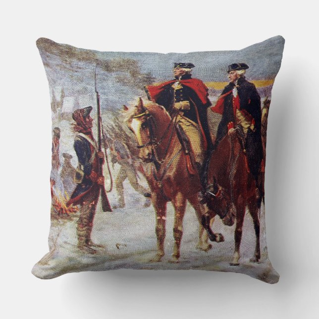 Coussin Washington et Lafayette au ~ de forge de vallée (Recto)