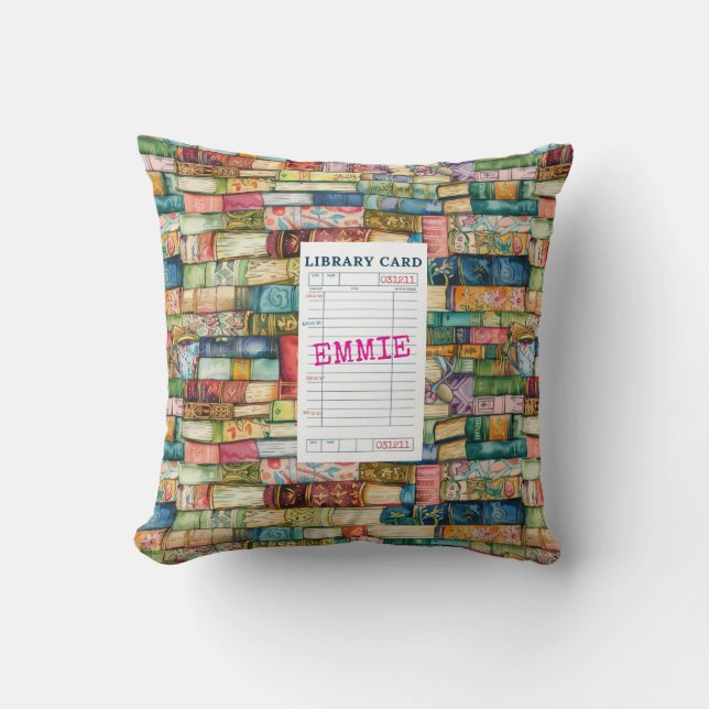 Coussin Watercolor Aesthetic Stacked Books (Recto)