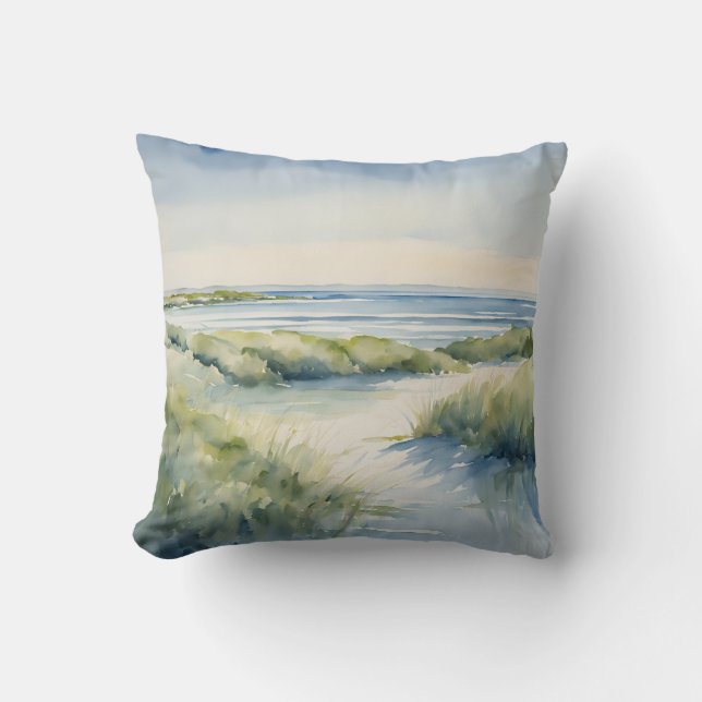 Coussin Watercolor Beach Path Seascape Coastal (Recto)