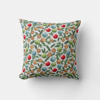 Coussin Watercolor Christmas Throw Pillow