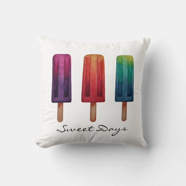 Coussin Watercolor Cute Popsicle Glaces Creams (Recto)