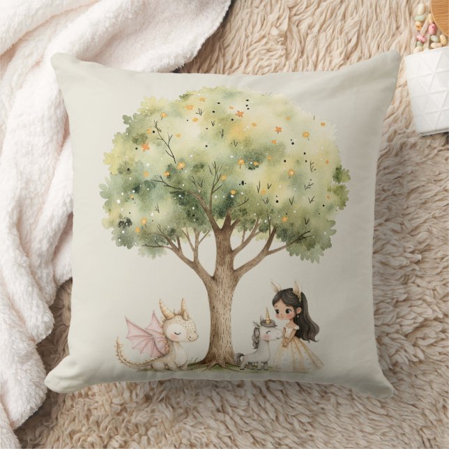 Coussin Watercolor Fairytale Princess Whimsical (Couverture)