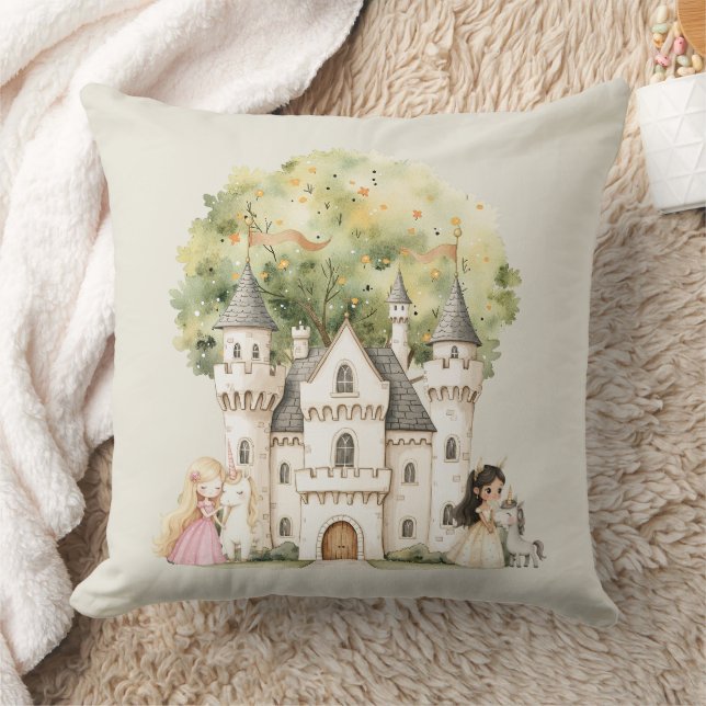 Coussin Watercolor Fairytale Princess Whimsical (Couverture)