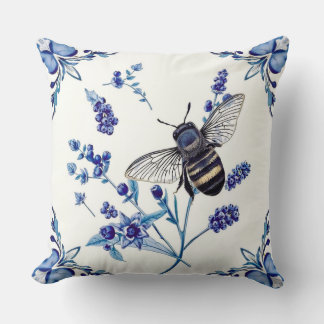 Coussin Watercolor Floral Bee Garden Mother’s Day