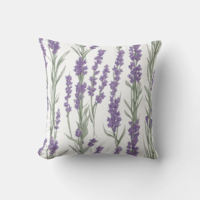 Coussin Watercolor Lavender Flowers (Recto)
