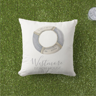 Coussin Watercolor Life Preserver Beach House