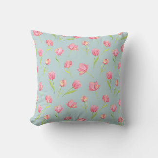 Coussin Watercolor Pattern with Delicate Pink Round Pillow