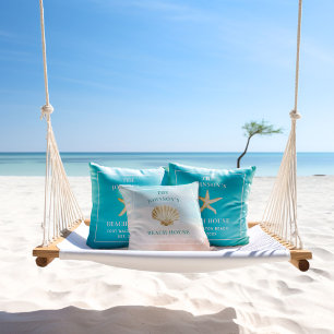 Coussin Watercolor Seashell Custom Monogram Beach House