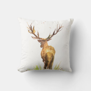 Coussin Watercolor Stag Deer Bois Bois Animaux