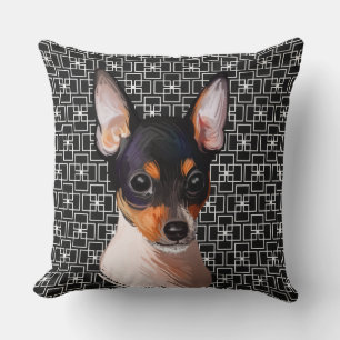 COUSSIN WATERCOLOR TRI-COLOR JOUET FOX TERRIER CHIEN FACE