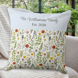 Coussin Watercolor Wildflowers Pattern Personalized