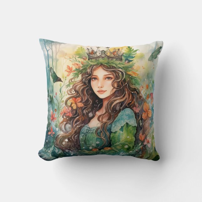 Coussin Watercolour Forest Princess (Recto)