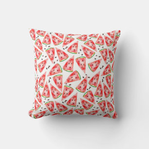 Coussin Watermelon avec graines design aquarelle tendance.