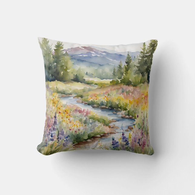 Coussin Waterscape Waterscape de Creek Fleur sauvage Mount (Recto)