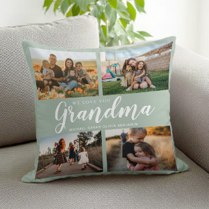 Coussin We Love You Grand-mère 4 Photo Collage