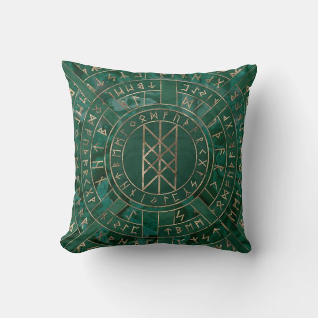 Coussin Web of Wyrd - Malachite, cuir et or (Recto)