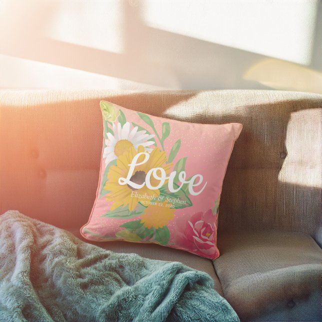 Coussin Wedding shower Chic Rose Fleurs Parties scintillan (Créateur téléchargé)