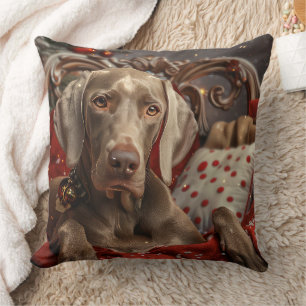 Coussin Weimaraner Chien Festif de Noël