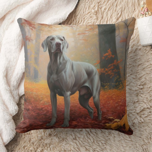 Coussin Weimaraner en automne Leaves automne Inspire (Couverture)