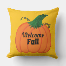 Coussin Welcome Fall Orange Citrouille Nom de famille