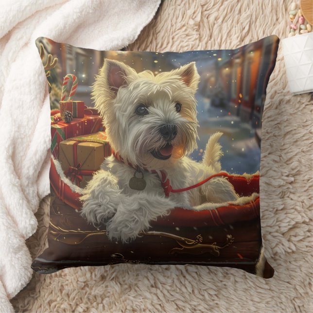 Coussin West Highland White Terrier Chien Festif de Noël (Couverture)