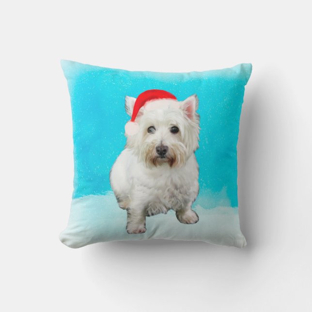 Coussin West Highland White Terrier Dog neige Casquette de (Recto)