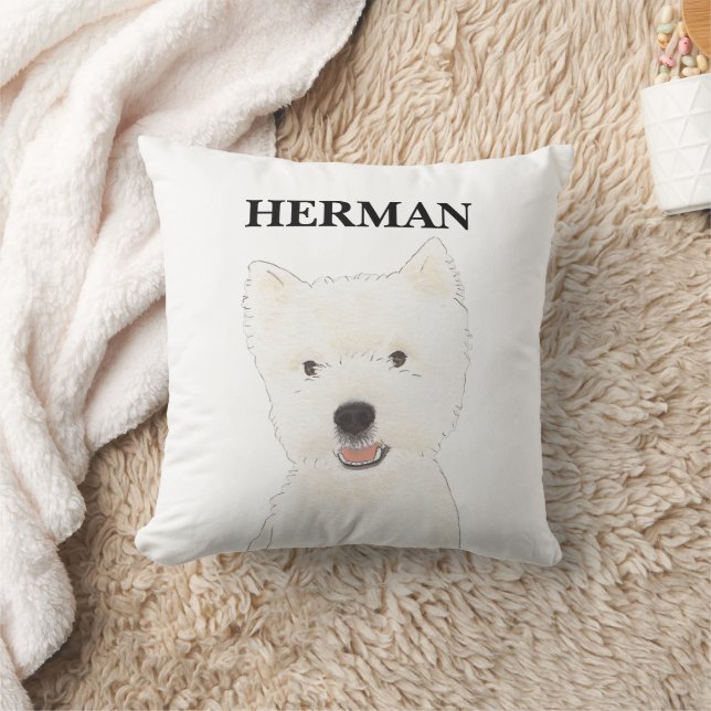Coussin Westie personnalisé West Highland Terrier (Couverture)