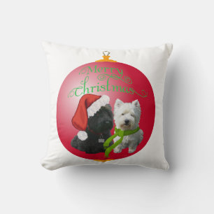 Coussin Westie Scottie Noël Ornement